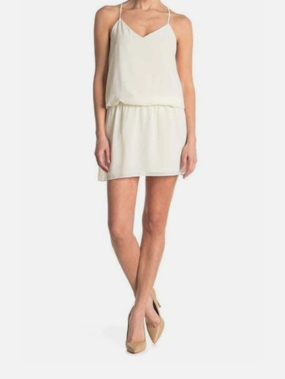 NWT Haute Hippie Mirage Micro Mini V-neck Dress Sz S Ivory Wedding Guest
